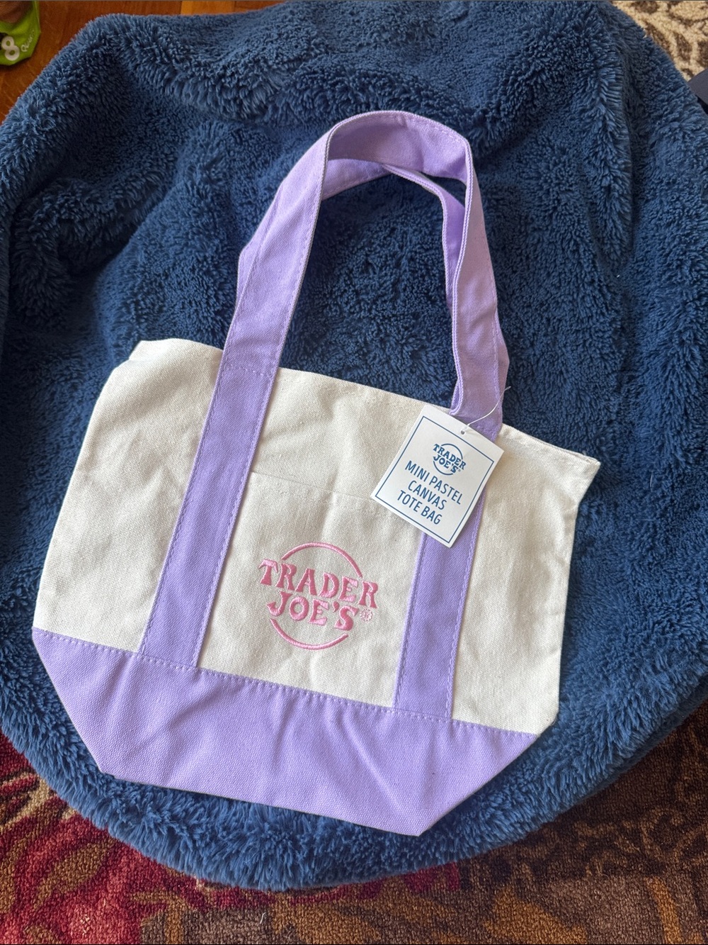 Trader Joe’s Limited Edition Mini Pastel Canvas Tote Bag - Lavender NWT
